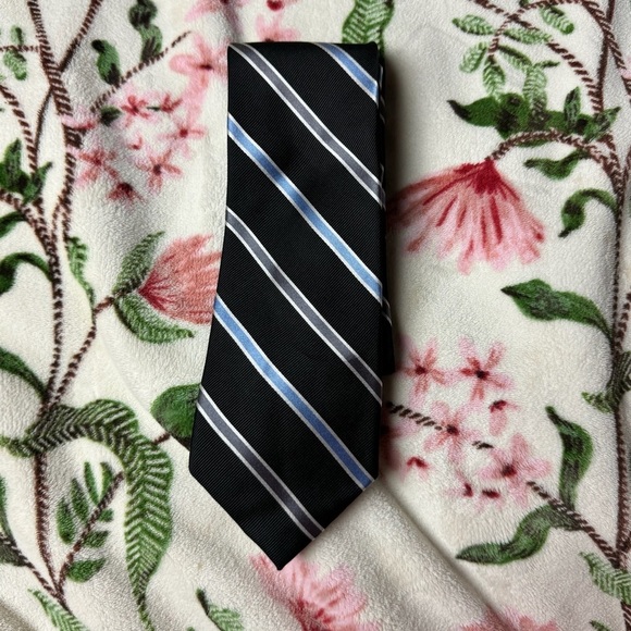 George Other - George Black Tie with Blue and White Stripes